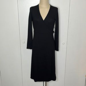 Old Navy Black Ribbed Wrap Dress